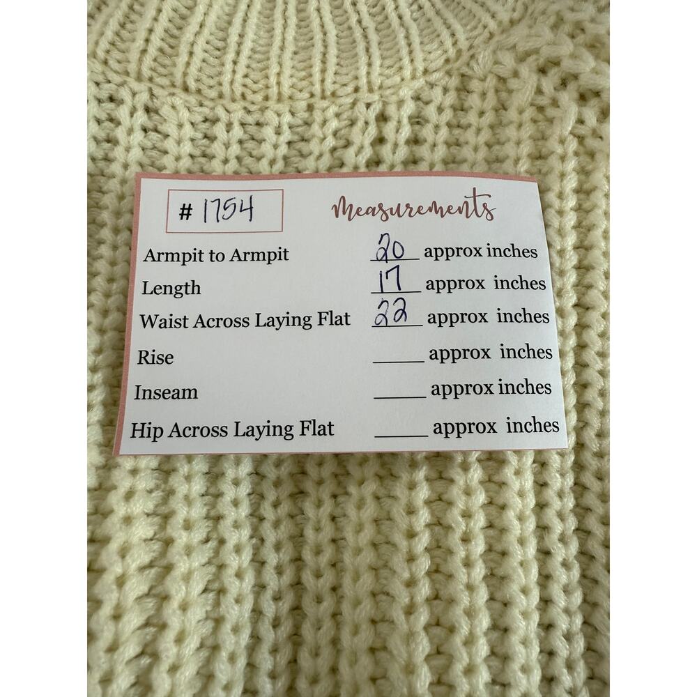 Edikted Ivory Open Knit Long Sleeve Moc Neck Cropped Chunky Sweater Top Size M - Picture 8 of 8
